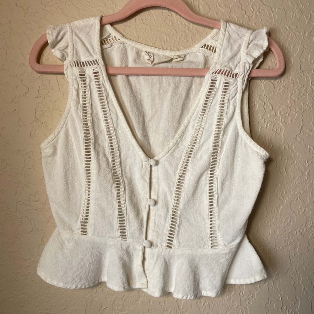 Billabong White Ruffle Crop Top